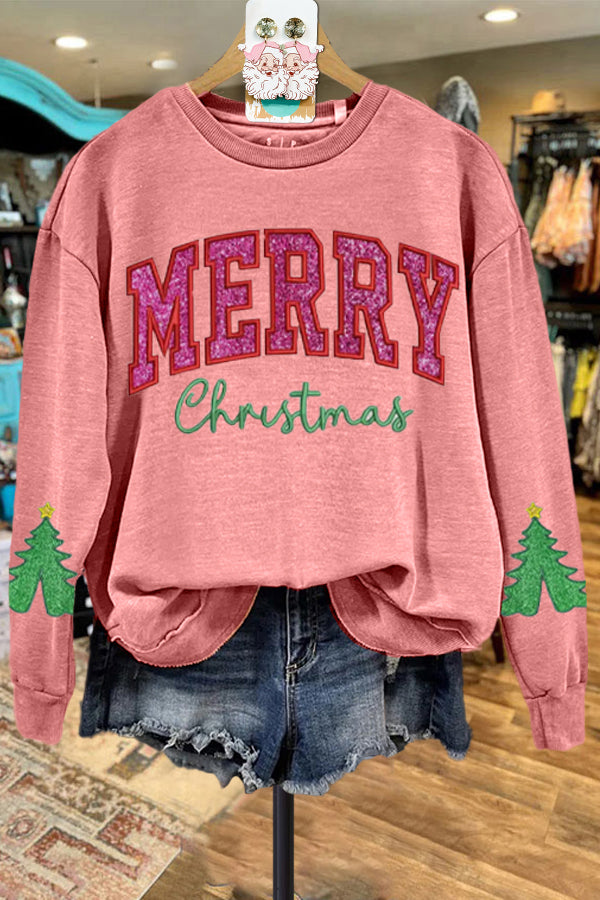 Classic Merry Christmas Contrasting Color Sweatshirt