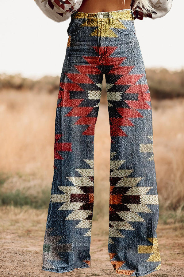 Vintage Western Aztec Print Trousers