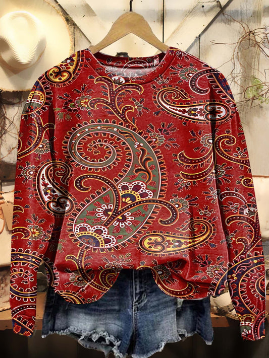 Vintage Gorgeous Flowers Print Casual Sweatshirt