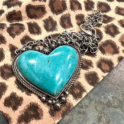 🔥New Year Special 49% OFF-Boho Turquoise Heart Pendant Necklace