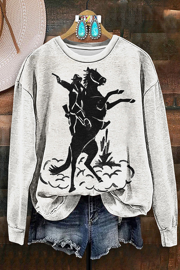 Vintage Western Rodeo Print Sweatshirt