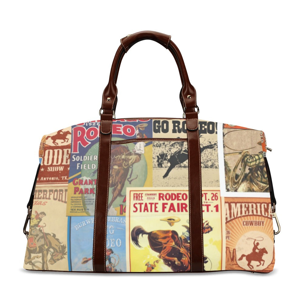 Vintage Rodeo Poster Large Travel Flight Bag