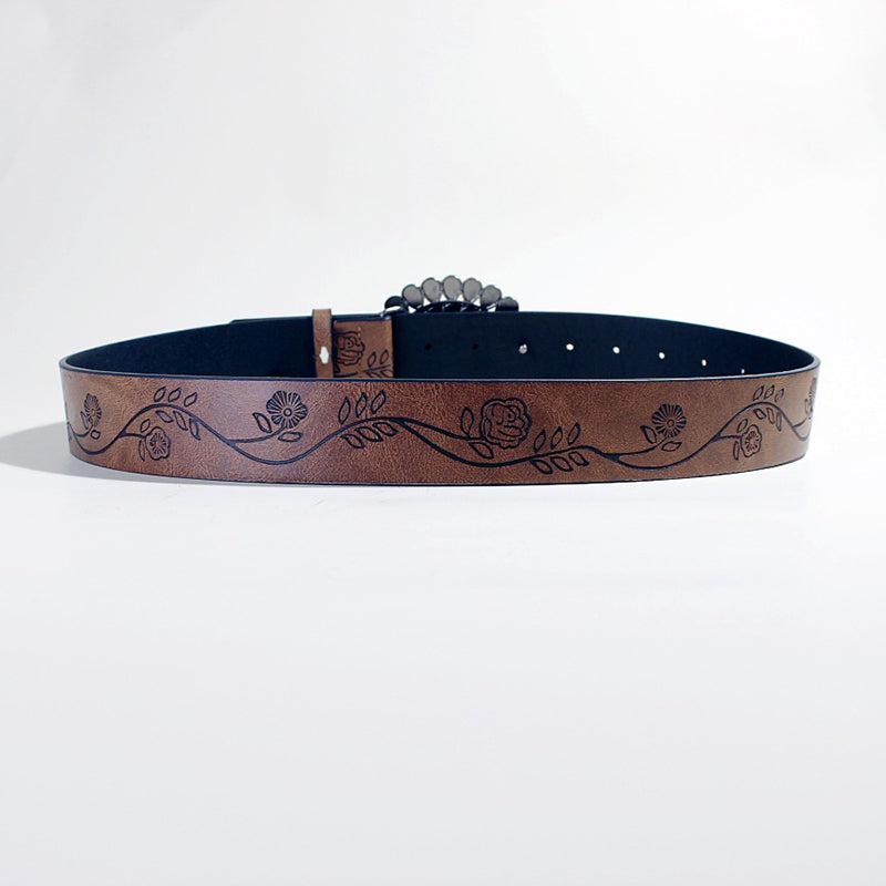 Trendy Rose Pattern Turquoise Bead Belt