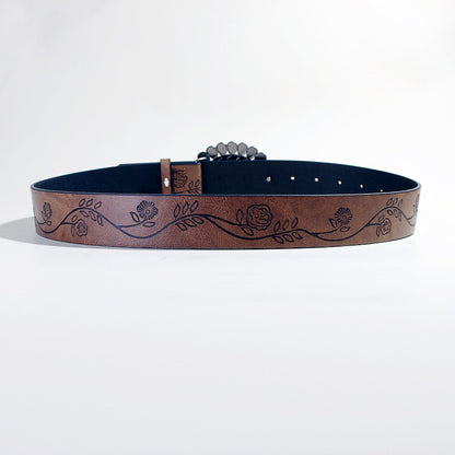 Trendy Rose Pattern Turquoise Bead Belt