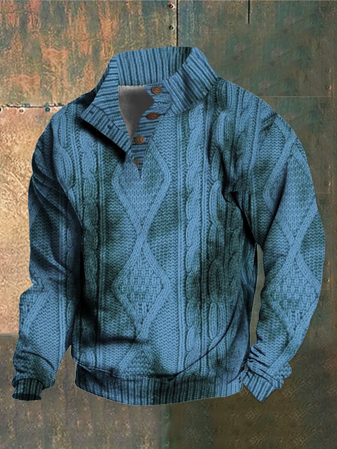 Men's Retro Western Stand Collar Sweatshirt