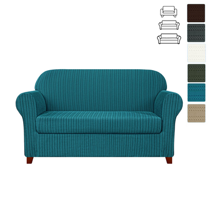 Knit and Stripes Stretch Sofa Slipcovers Includes Separate Seat Covers