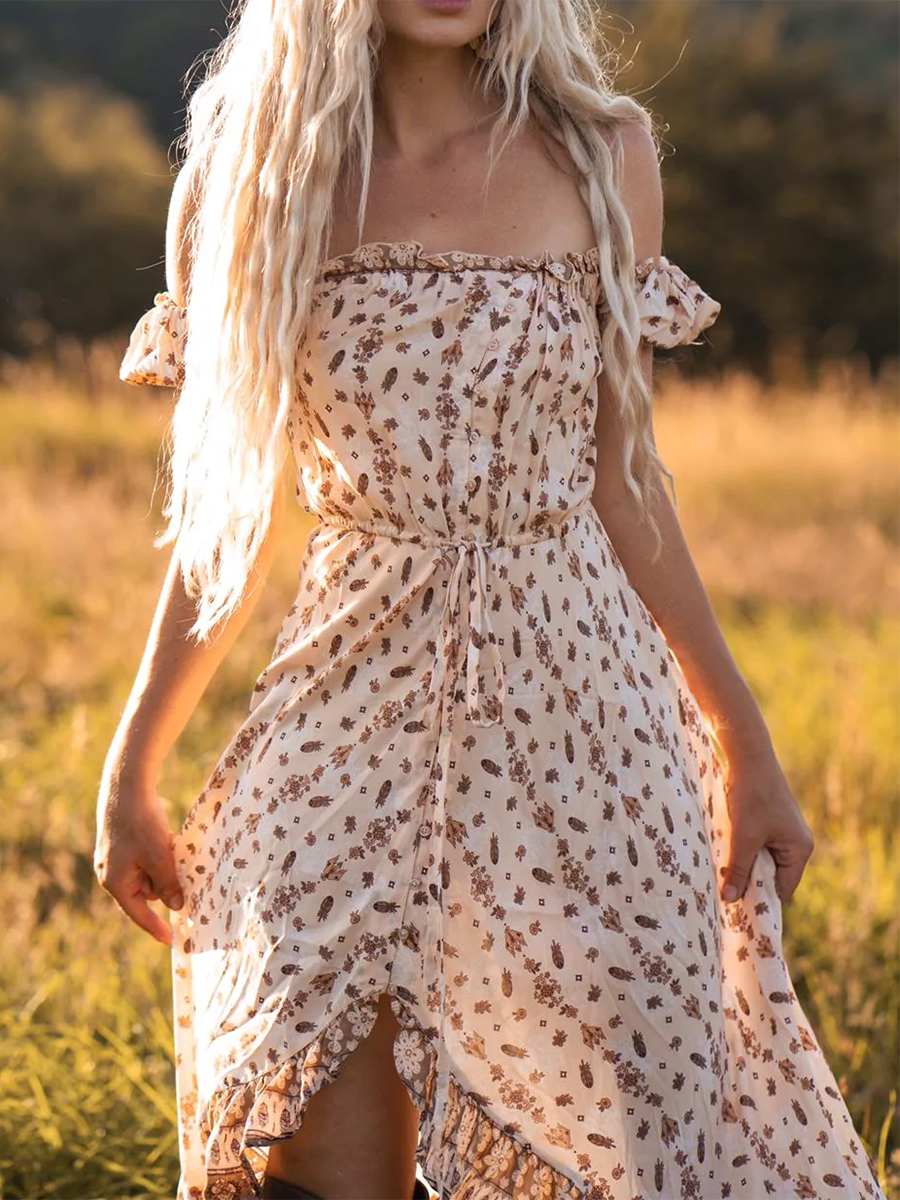 Floral Print Short Sleeve Dress