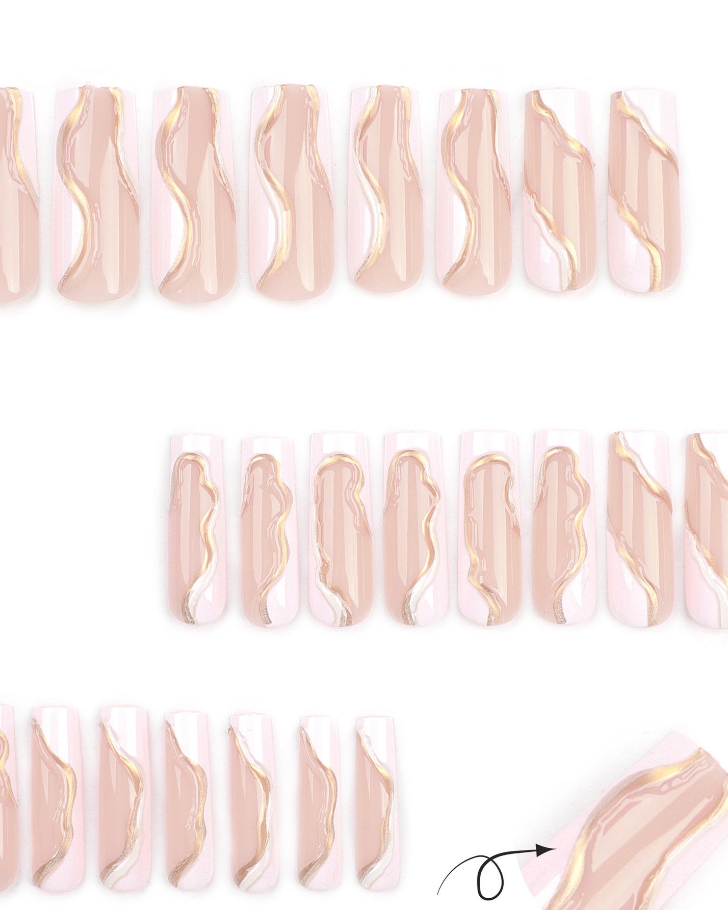 3D French White Wavy Stripes Wearable Nails