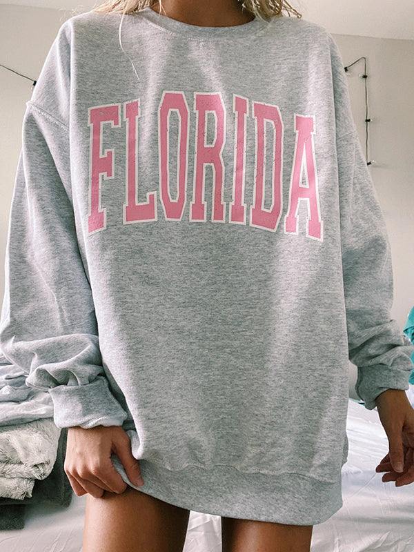 Round Neck Long Sleeve Florida Sweatshirt