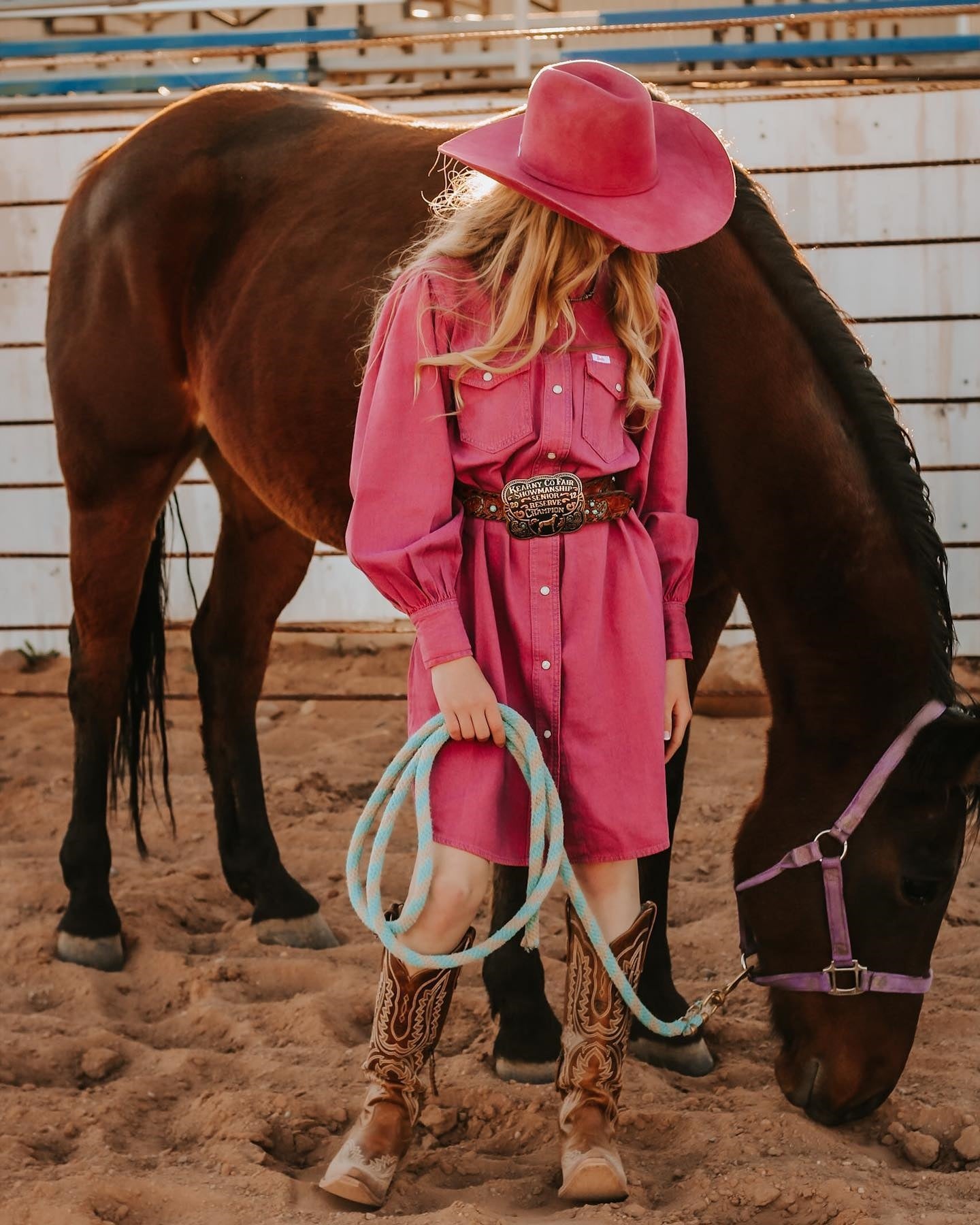 Women's Cowgirl Barbie  Pink  Shirt Dress