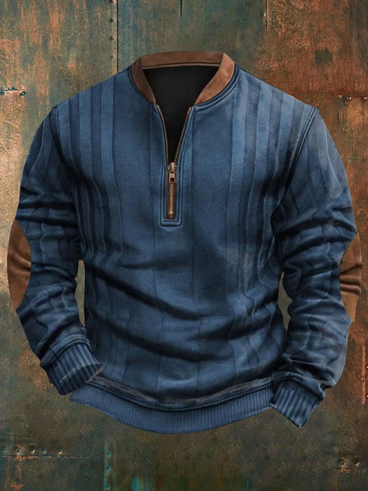 Men's Retro Solid Color Casual Pullover