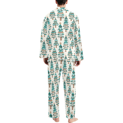 Turquoise Christmas Trees Men's Western Pajamas