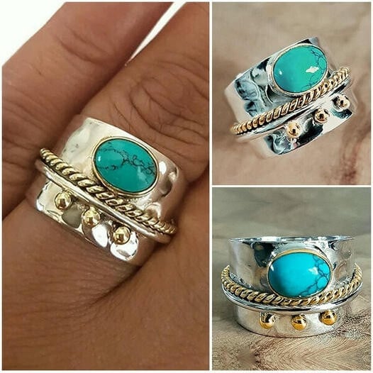 Promotion 70% OFF-Turquoise Wide Band Ring