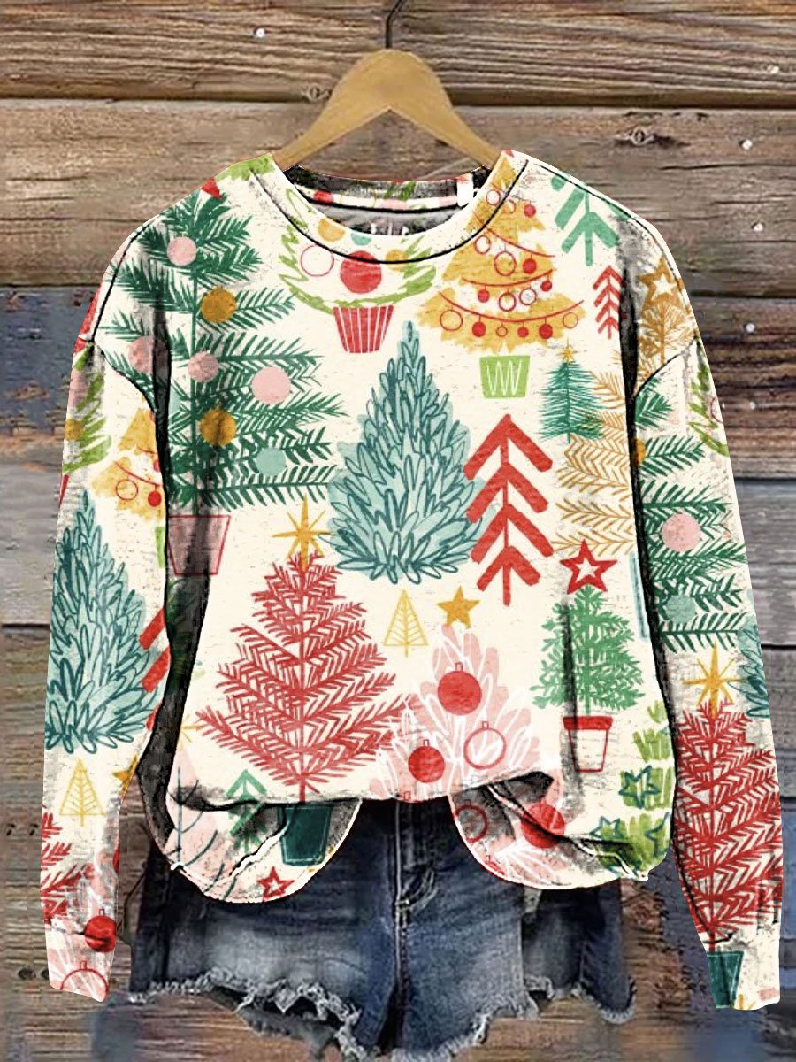 Christmas Tree Art Print Casual Sweatshirt