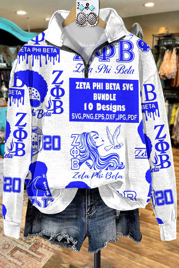 Elegant Contrast Color Zeta Phi Beta Sweatshirt