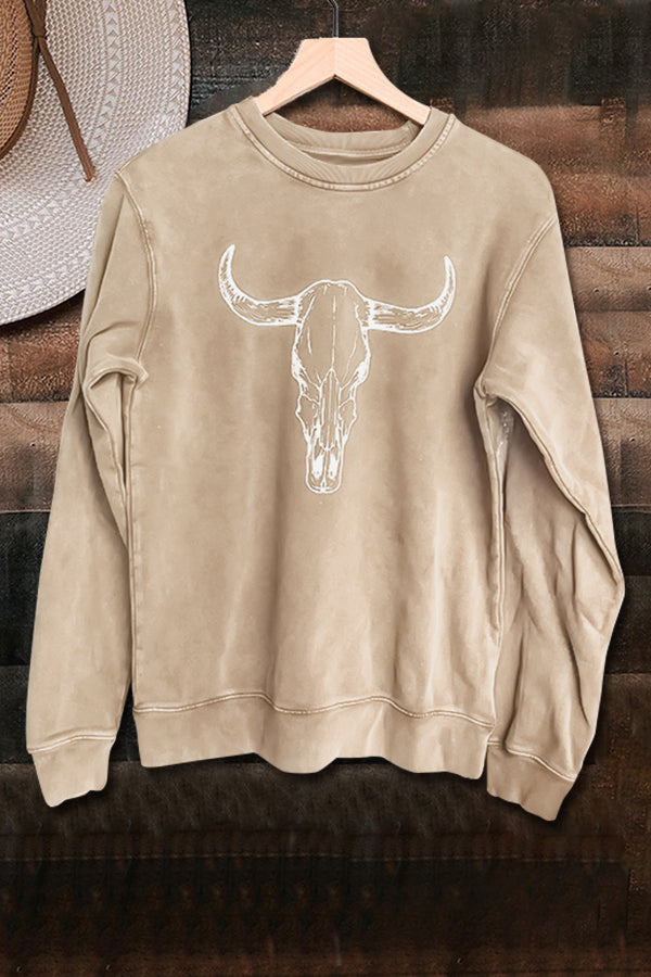 Bull Head Animal Print Vintage Sweatshirt