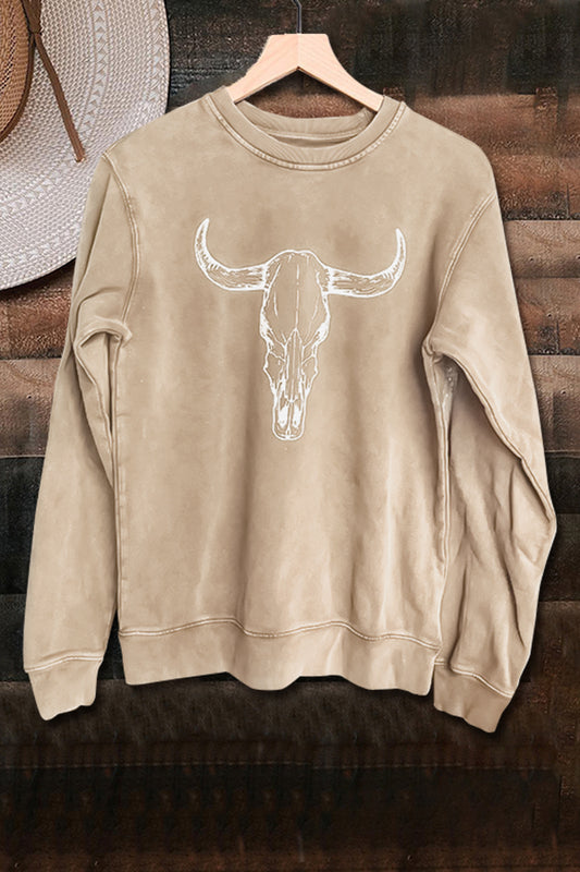 Bull Head Animal Print Vintage Sweatshirt