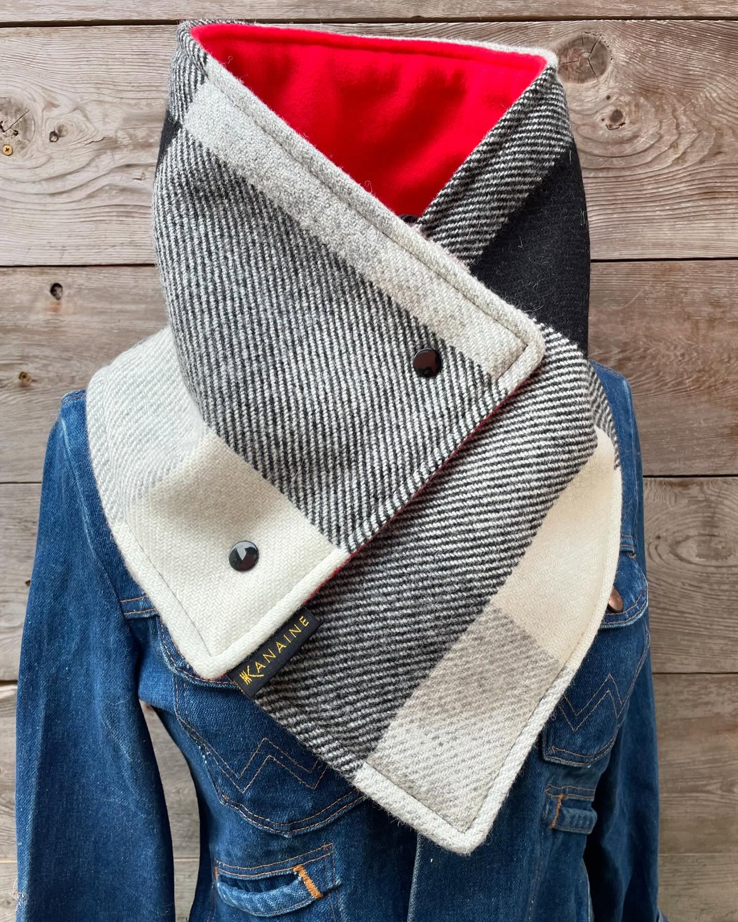 Casual Plaid Warm Neck Hood Scarf