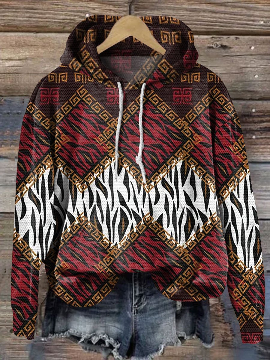 Retro Texture Geometric Art Prints Casual Hoodie Sweatshirt