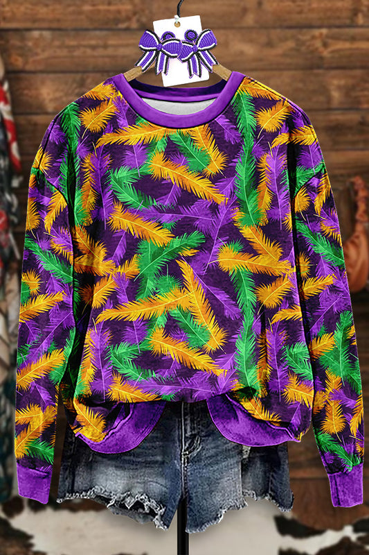 Vintage Mardi Gras Print Sweatshirt