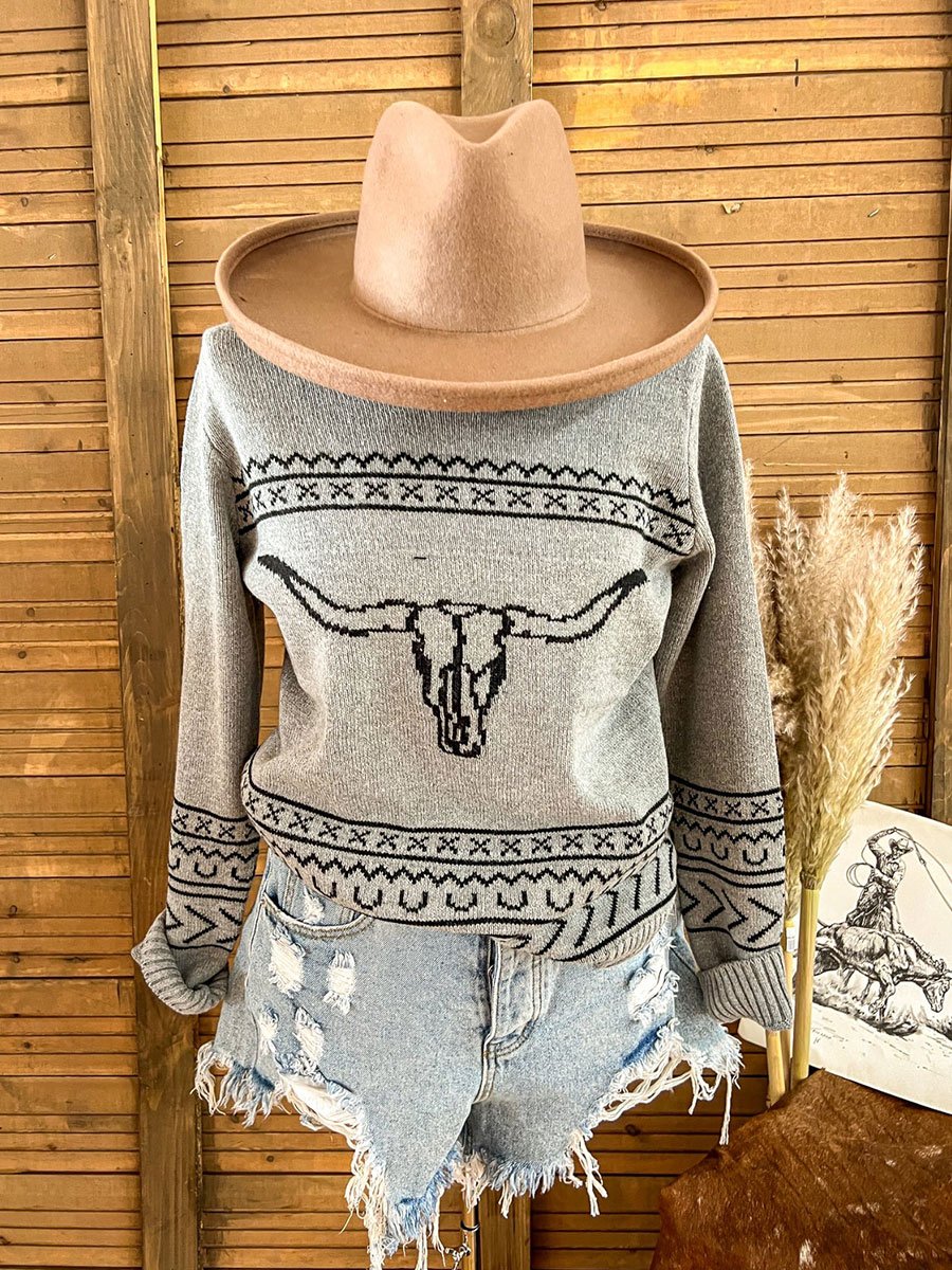 Vintage Wrangler Country Cowboy Print Knit Pullover Sweater