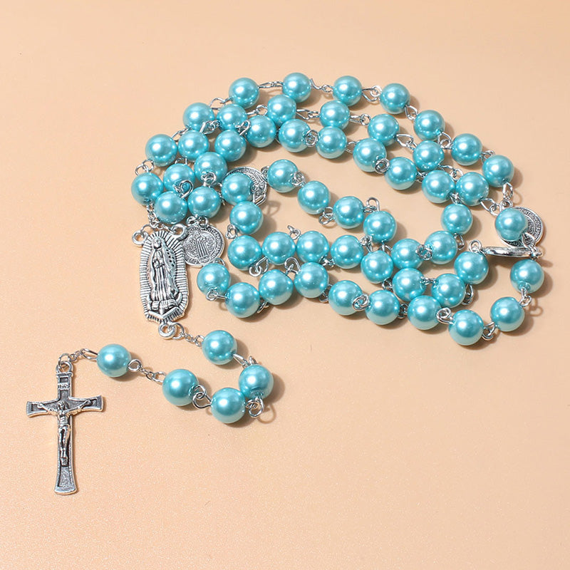 Vintage Faith Cross Beaded Necklace