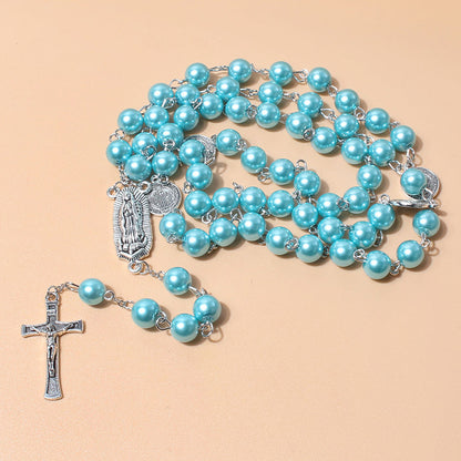 Vintage Faith Cross Beaded Necklace