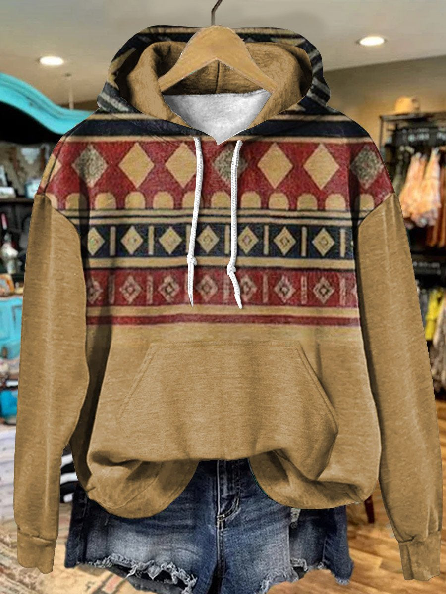 Retro Ginger Rhombus Art Print Casual Hoodie Sweatshirt