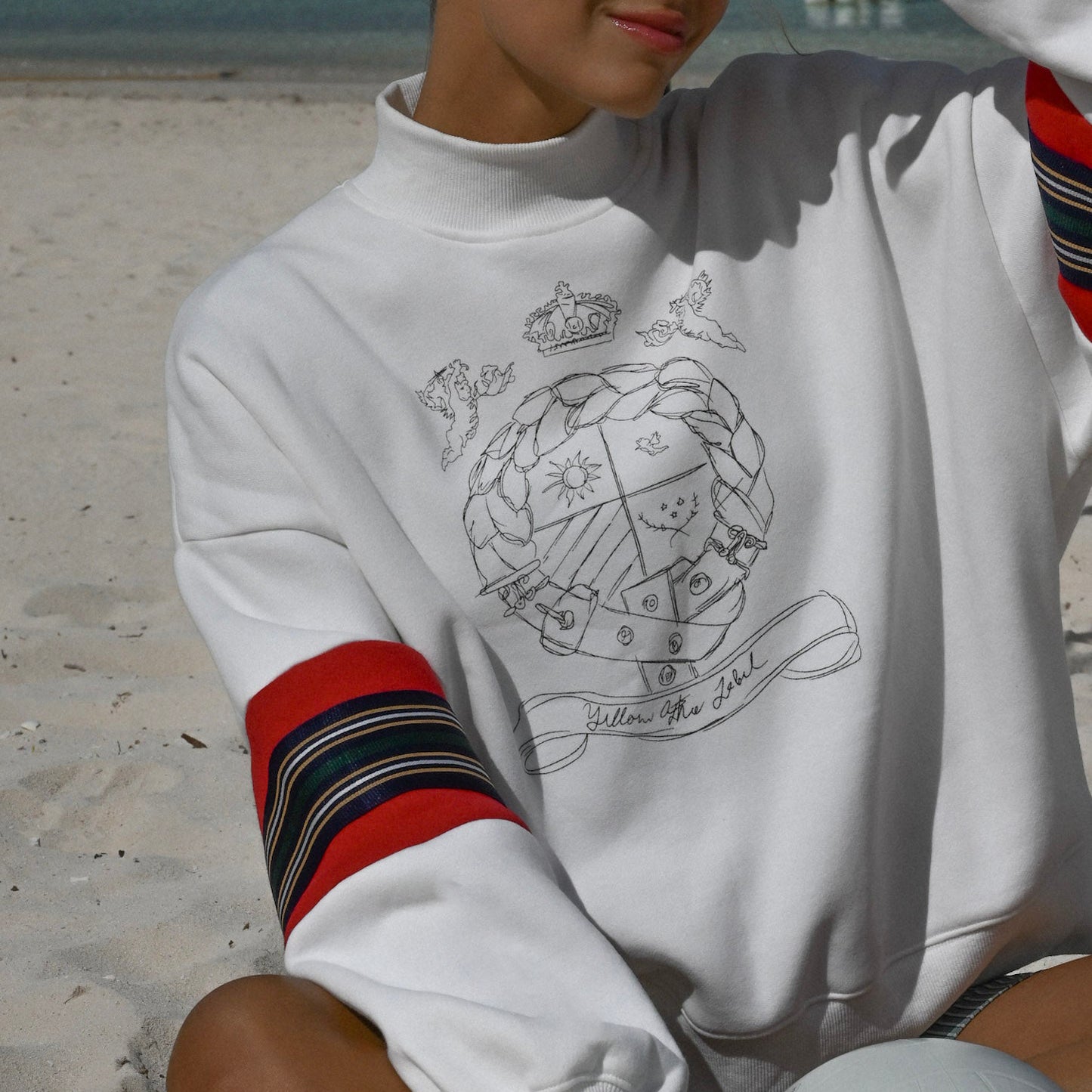 Striped Printed Turtleneck Sweatshirt