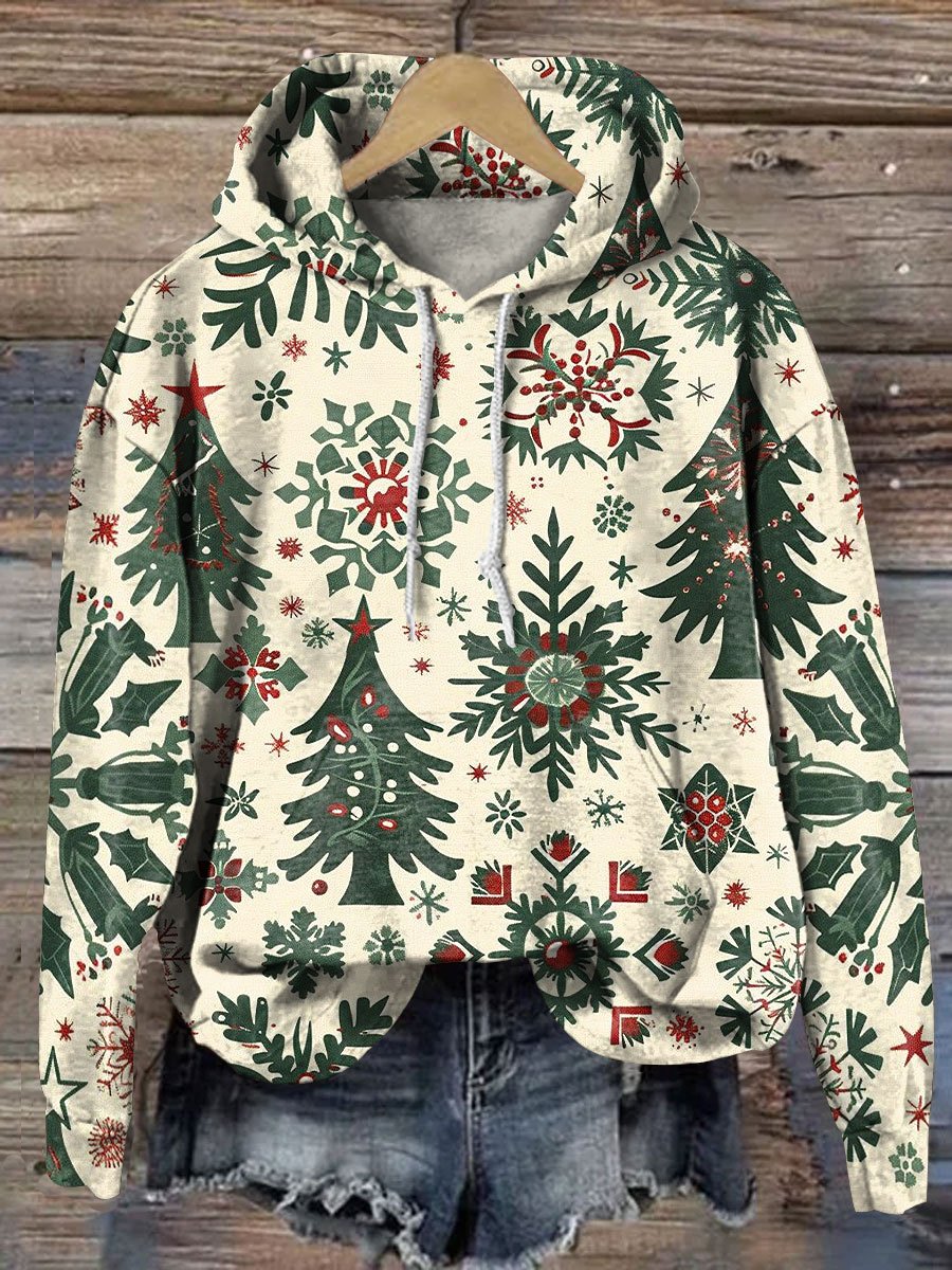 Christmas Tree Seamless Pattern Art Print Casual Sweatshirt