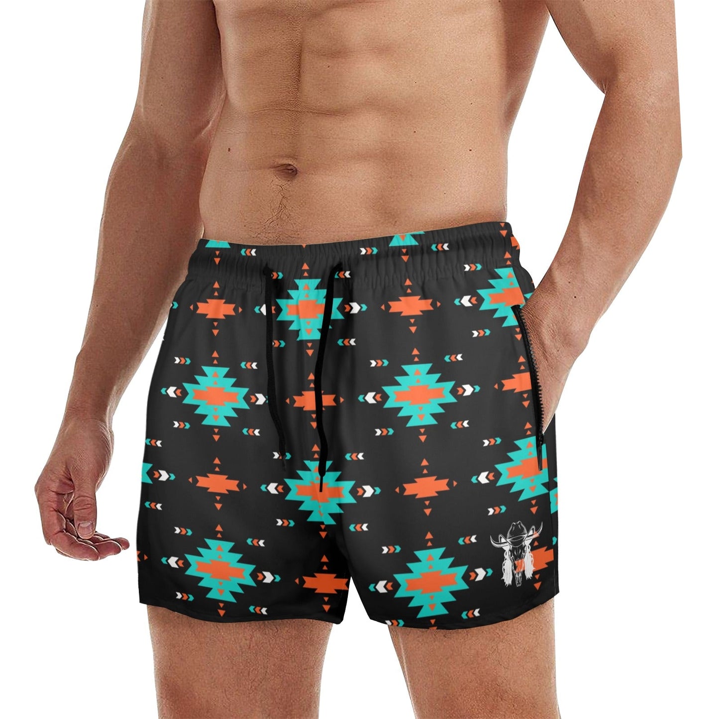 Mullet Cowboy Black Aztec Beach Shorts