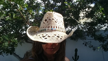 Boho cowboy hats for women, bohemian cowgirl straw hat, stetson western hats, kekugi