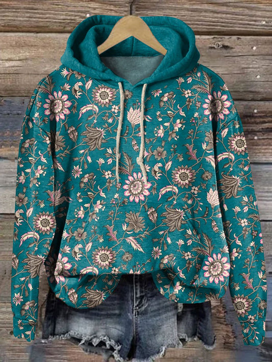 Vintage Floral Art Print Casual Sweatshirt