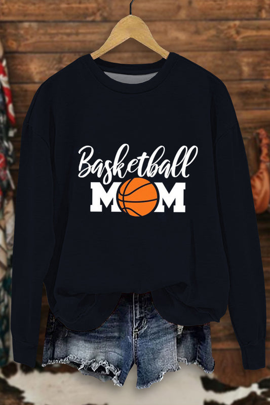 Basketball Mom Print Sweatshirt