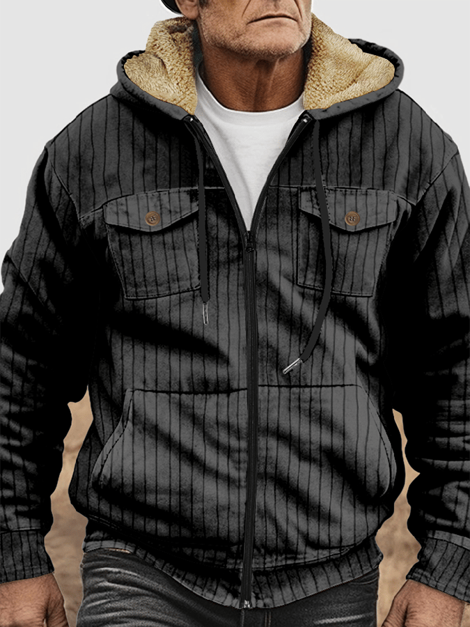 Men's Western Style Printed Hooded Fleece Jacket