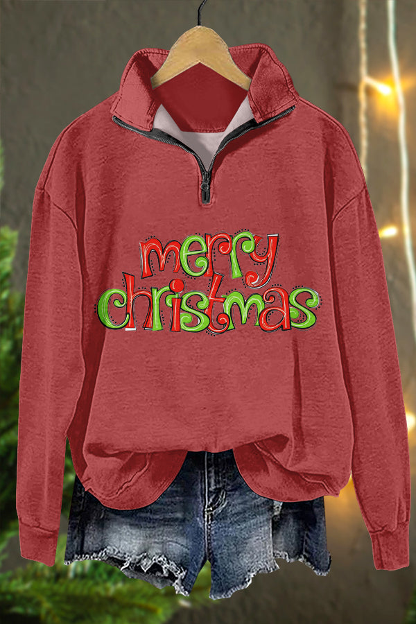 Western Merry Christmas Print Sweatshirt