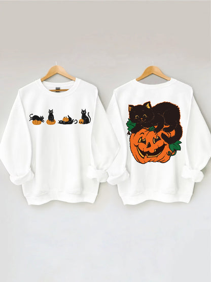 Halloween Pumpkin And Cats Sweatshirt