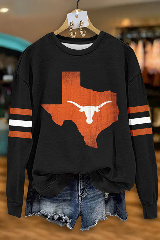 Vintage Texas Longhorns Print Sweatshirt