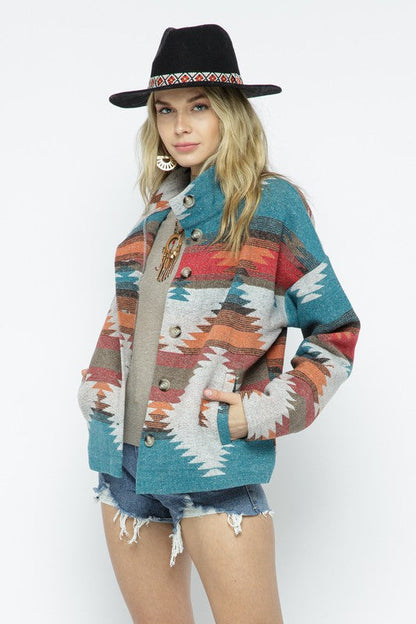 Soft Comfy Lightweight Aztec Pattern Jacket choice of colors