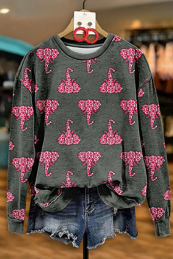 Vintage Elephant Print Sweatshirt