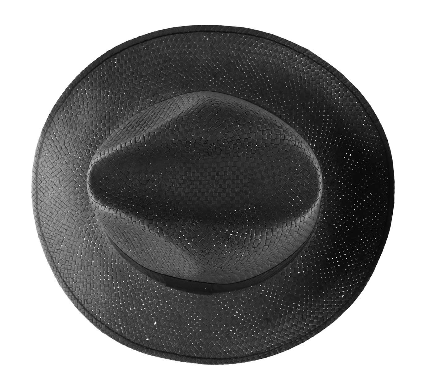 Handmade Classic 5mm Wide Straw Panama Hat-Black