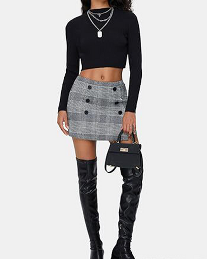 Coarse Tweed Mini Skirt