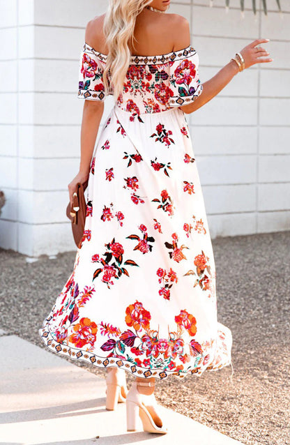 White Floral High Low Dress