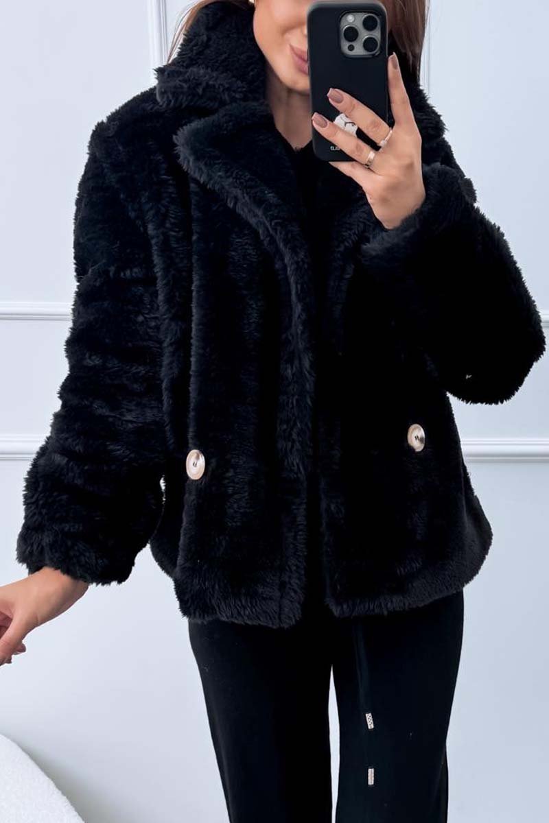 Women's casual solid color sherpa short coat