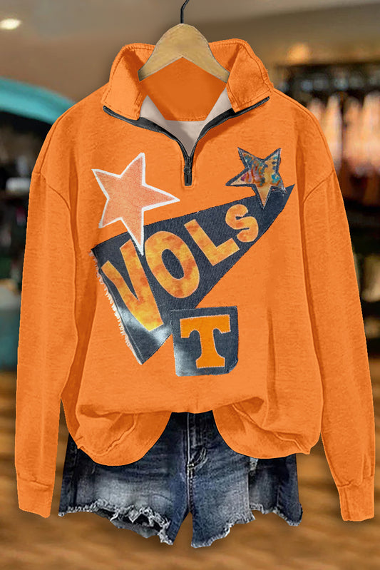 Vintage Tennessee Vols Print Zipper Sweatshirt