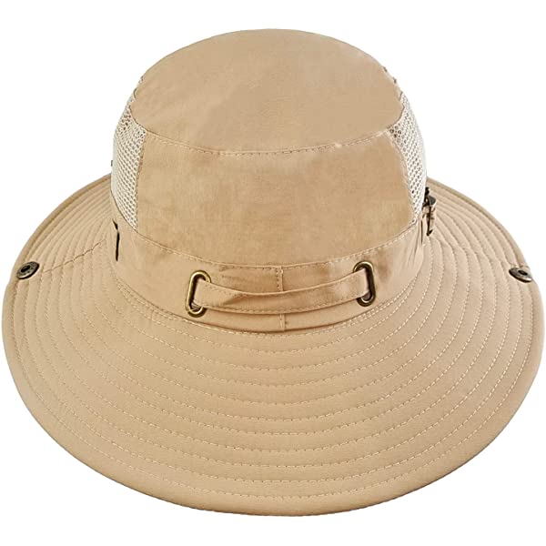 Tiendahat Boonie Hat UPF 50 UV Protection Wide Brim Safari Sun Hat Breathable Fishing Hat for Men & Women Beige