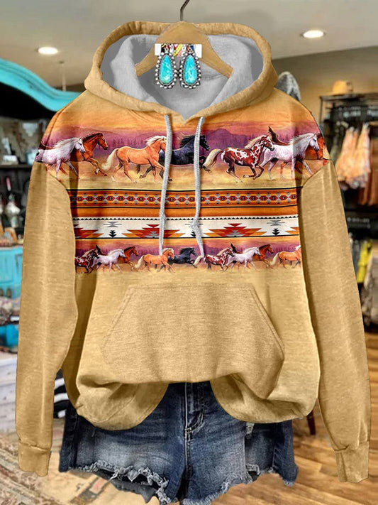 Aztac Horse Art Print Casual Hoodie Sweatshirt