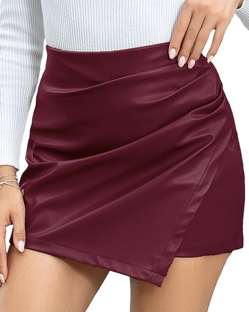 Loose Casual Leather Short Skirts