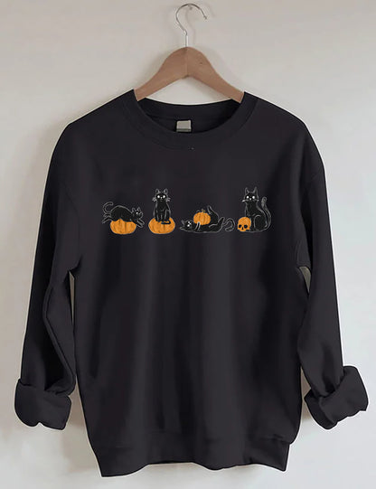 Halloween Pumpkin And Cats Sweatshirt