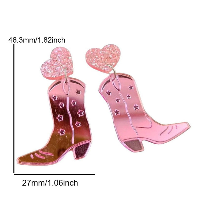 Western Cowboy Love Mirror Boots Earrings